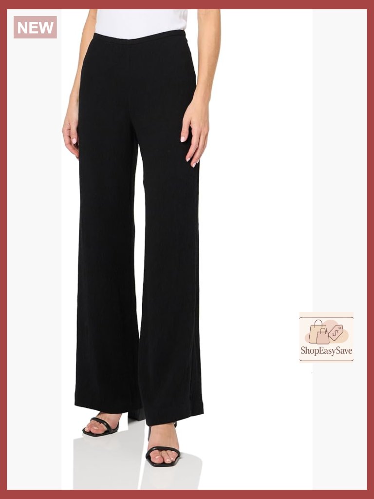 Wide Leg Palazzo Pants Drapey Plisse Fabric Mid Rise Chic Casual Weekend